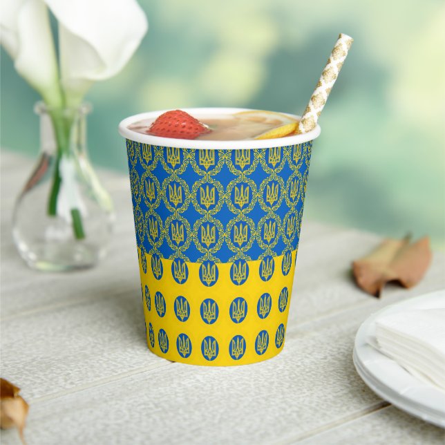 Ukraine Paper Cup & Ukrainian flag fashion / party (Insitu)