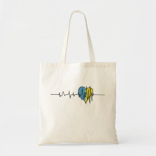 Ukraine Patriotic heart palpitation on wight Tote Bag