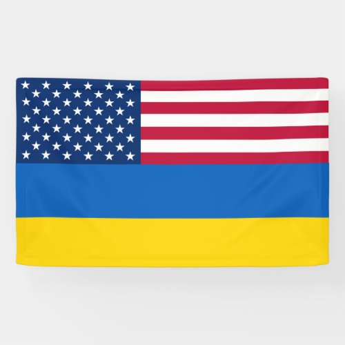 Ukraine Patriotic USA American Flag Solidarity Banner