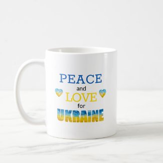 Ukraine Peace And Love Blue Yellow Hearts Coffee M Coffee Mug