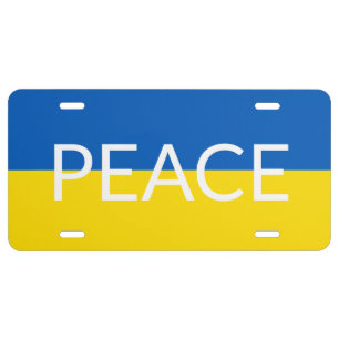 Ukraine peace blue yellow custom text flag license plate
