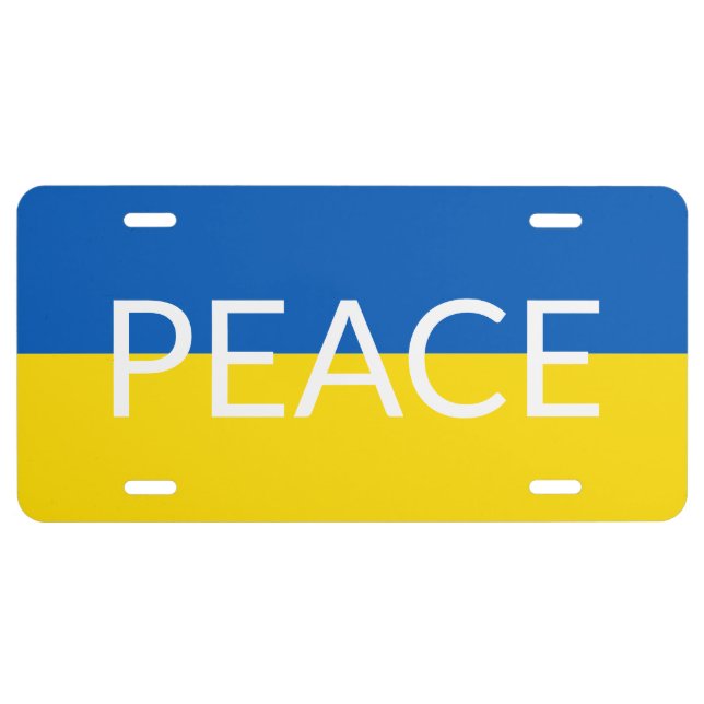 Ukraine peace blue yellow custom text flag license plate (Front)