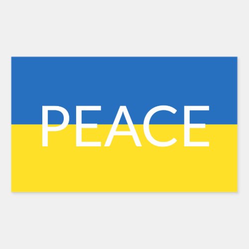 Ukraine peace blue yellow custom text flag rectangular sticker