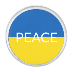 Ukraine peace blue yellow custom text flag silver finish lapel pin