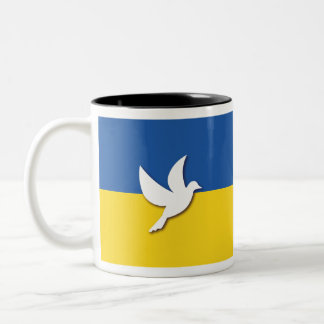 Ukraine Peace Dove Flag Two-Tone Coffee Mug