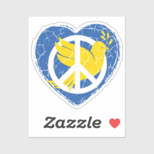 Ukraine Peace Dove Heart Love Ukrainian Sticker