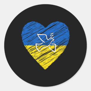 Ukraine Peace Dove Love Stop War Conflict Classic Round Sticker