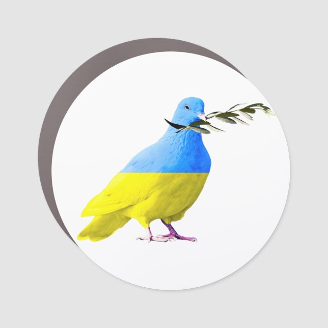 Ukraine - Peace Dove - Ukrainian Flag - Peace  Car Magnet (Front)