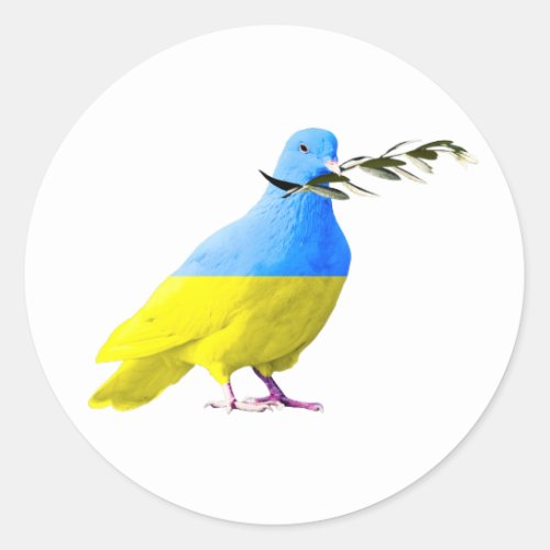 Ukraine _ Peace Dove _ Ukrainian Flag _ Peace  Classic Round Sticker