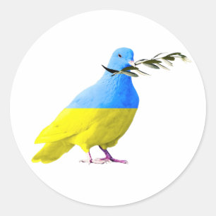 Ukraine - Peace Dove - Ukrainian Flag - Peace Classic Round Sticker