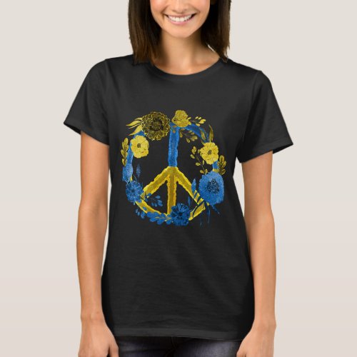 Ukraine Peace Love Flower Vintage Ukraine Ukrainia T_Shirt