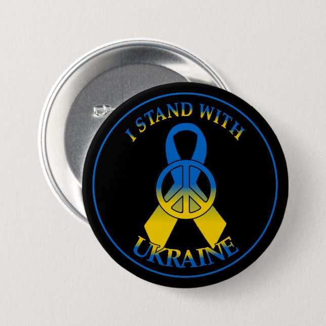Ukraine Peace Ribbon Button (Front & Back)