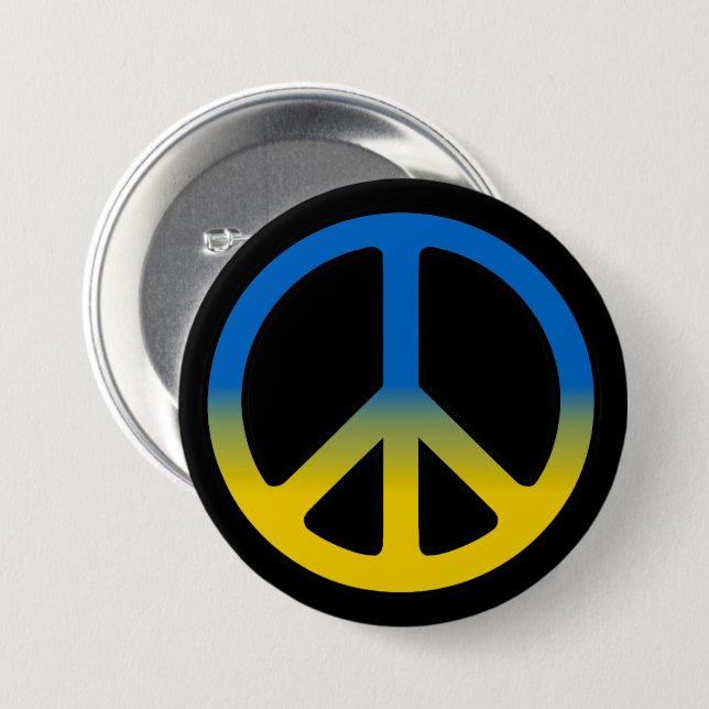 Ukraine Peace Sign Classic Round Sticker Button (Front & Back)