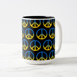Ukraine Peace Sign Two-Tone Coffee Mug
