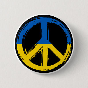 Ukraine Peace Symbol Stand With Ukraine Button