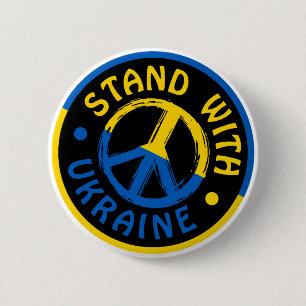 Ukraine Peace Symbol Stand With Ukraine Button