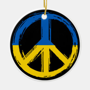 Ukraine Peace Symbol Stand With Ukraine Ceramic Ornament