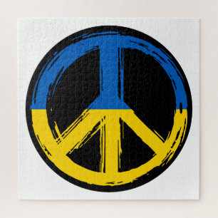 Ukraine Peace Symbol Stand With Ukraine Jigsaw Puzzle