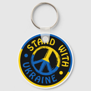Ukraine Peace Symbol Stand With Ukraine Keychain