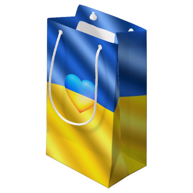 Ukraine - Peace - Ukrainian Flag - Freedom  Small Gift Bag (Front Angled)