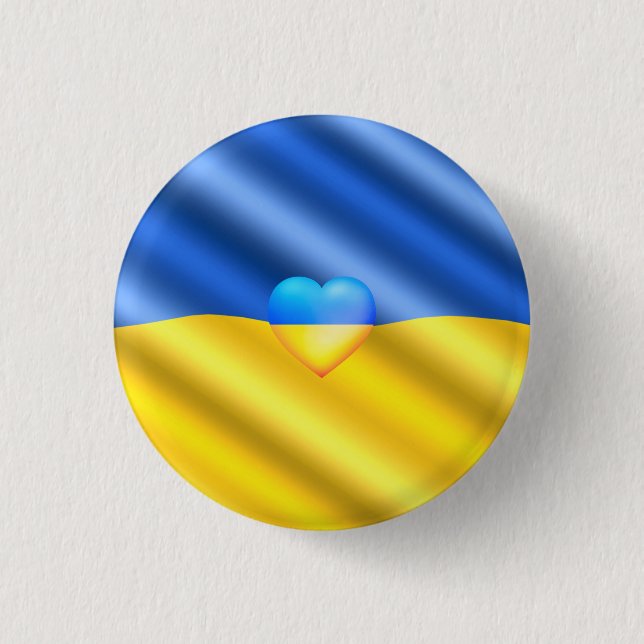 Ukraine - Peace - Ukrainian Flag - Freedom Support Button (Front)