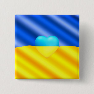 Ukraine - Peace - Ukrainian Flag - Heart - Freedom Button