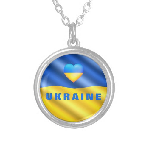 Ukraine _ Peace _ Ukrainian Flag _ Support Freedom Silver Plated Necklace