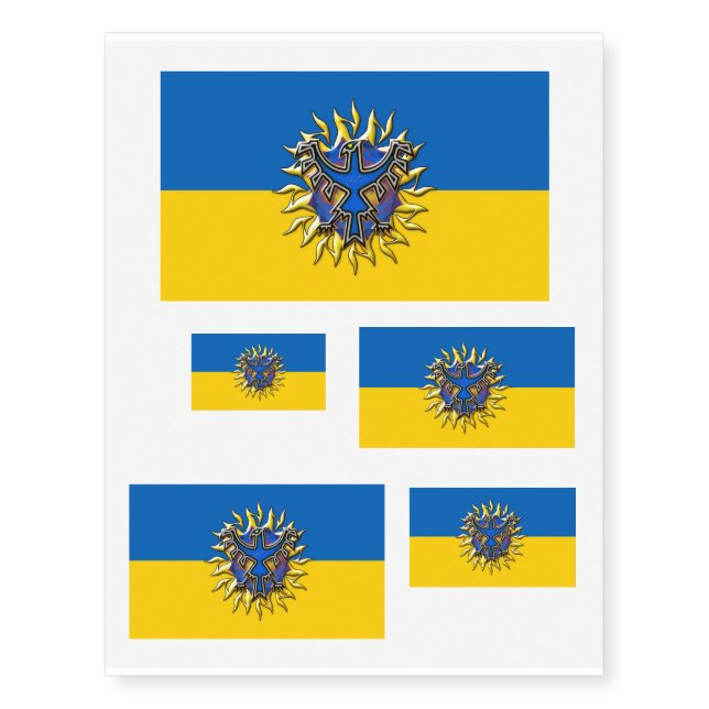 Ukraine Phoenix Sun Flag Temporary Tattoos (Front)