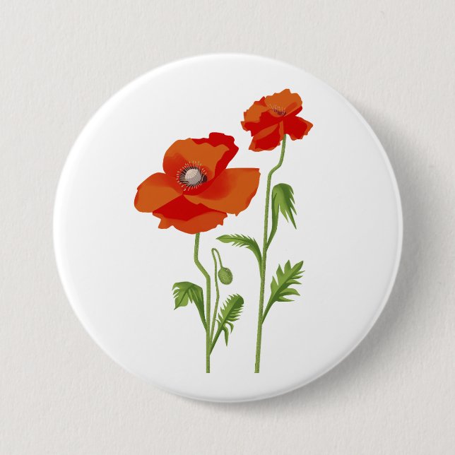 Ukraine "poppy flower" peace colorful button (Front)