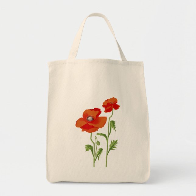 Ukraine "poppy flower" peace colorful tote bag (Front)