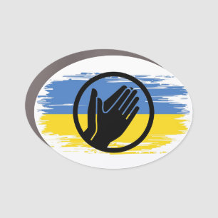 Ukraine pray blue yellow flag car magnet