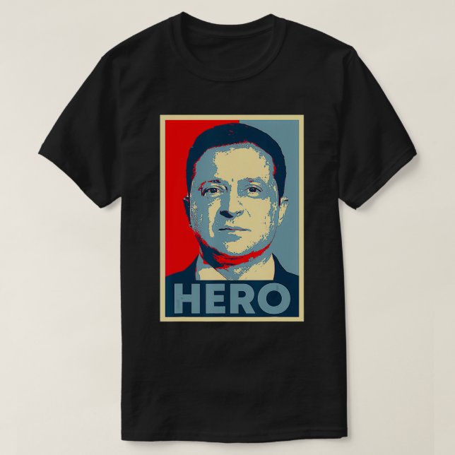 Ukraine President Volodymyr Zelensky Hero Retro Vi T-Shirt (Design Front)