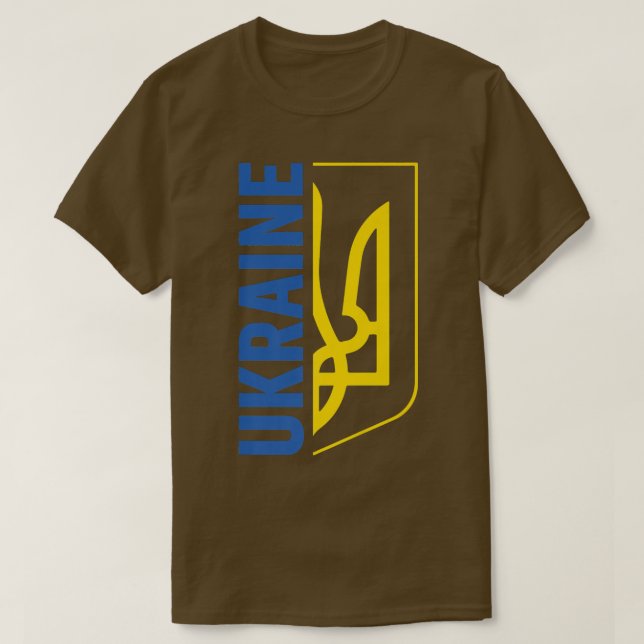 Ukraine Pride Tshirt for Men Coat of Arms Emblem U (Design Front)