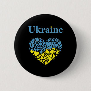Ukraine Pride Ukrainian Heart Flag Glory To Ukrain Button