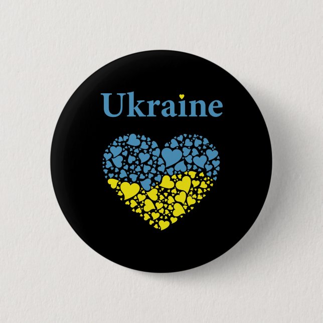 Ukraine Pride Ukrainian Heart Flag Glory To Ukrain Button (Front)