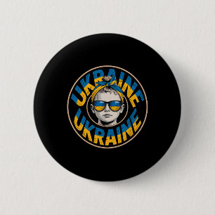 Ukraine Retro Style Woman Graphic Cultural Pride A Button