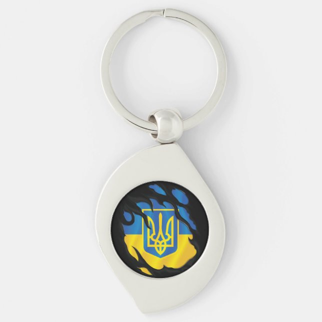 Ukraine Ripped Flag Keychain (Front)