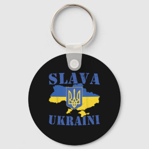 Ukraine Shirt Slava Ukraini Ukrainian Flag Trident Keychain