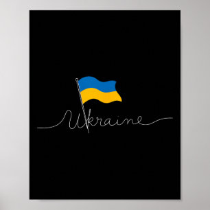 Ukraine Signature Flag Pole - Patriotic Ukrainian Poster
