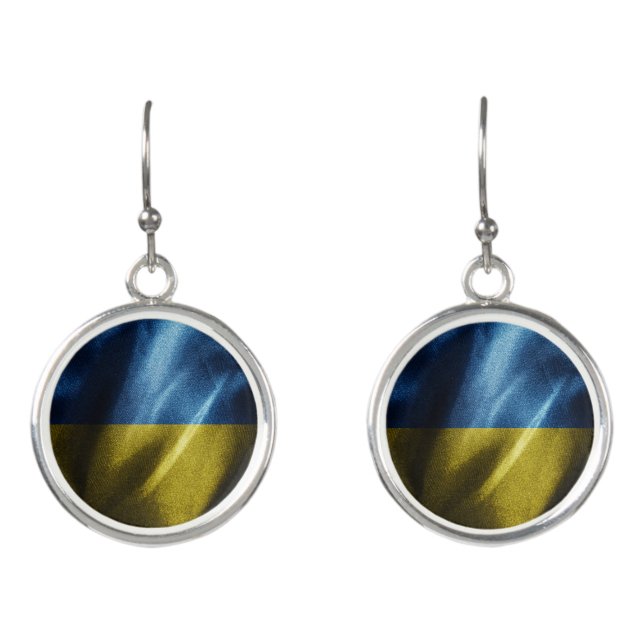 Ukraine silk flag earrings (Front)
