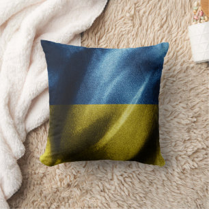 Ukraine silk flag throw pillow
