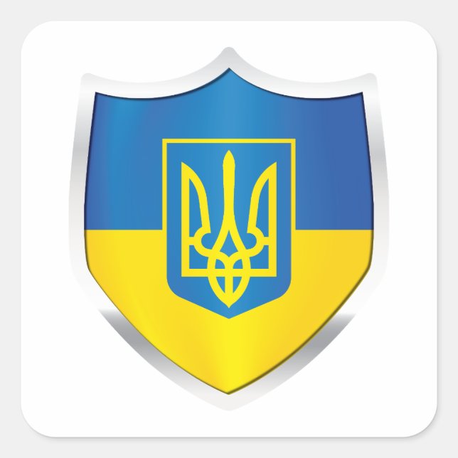 Ukraine Silver Shield Flag Square Sticker (Front)