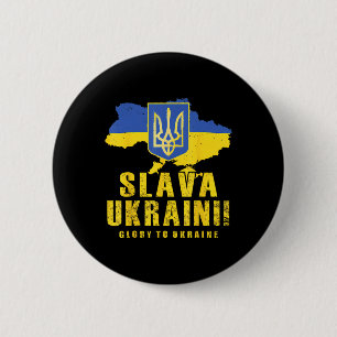 Ukraine Slava Ukraini Tryzub Glory To Ukraine Flag Button