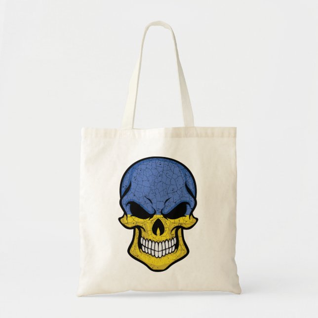 Ukraine Smiling Skull Flag  Tote Bag (Front)