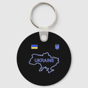Ukraine Soccer Team Ukr Map And Trident Jersey Foo Keychain