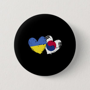 Ukraine South Korea Heart Flags Ukrainian Korean D Button