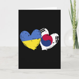 Ukraine South Korea Heart Flags Ukrainian Korean D Card