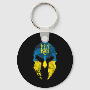 Ukraine Sparta Helmet Ukraine Crest Flag Men Wome Keychain