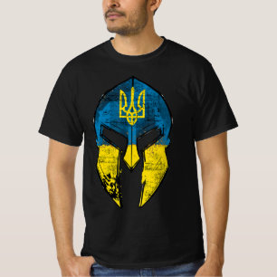 Ukraine Sparta Helmet Ukraine Crest Flag Men Wome T-Shirt