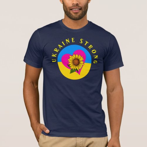 Ukraine Strong Cute Sunflower Heart Dark T_Shirt